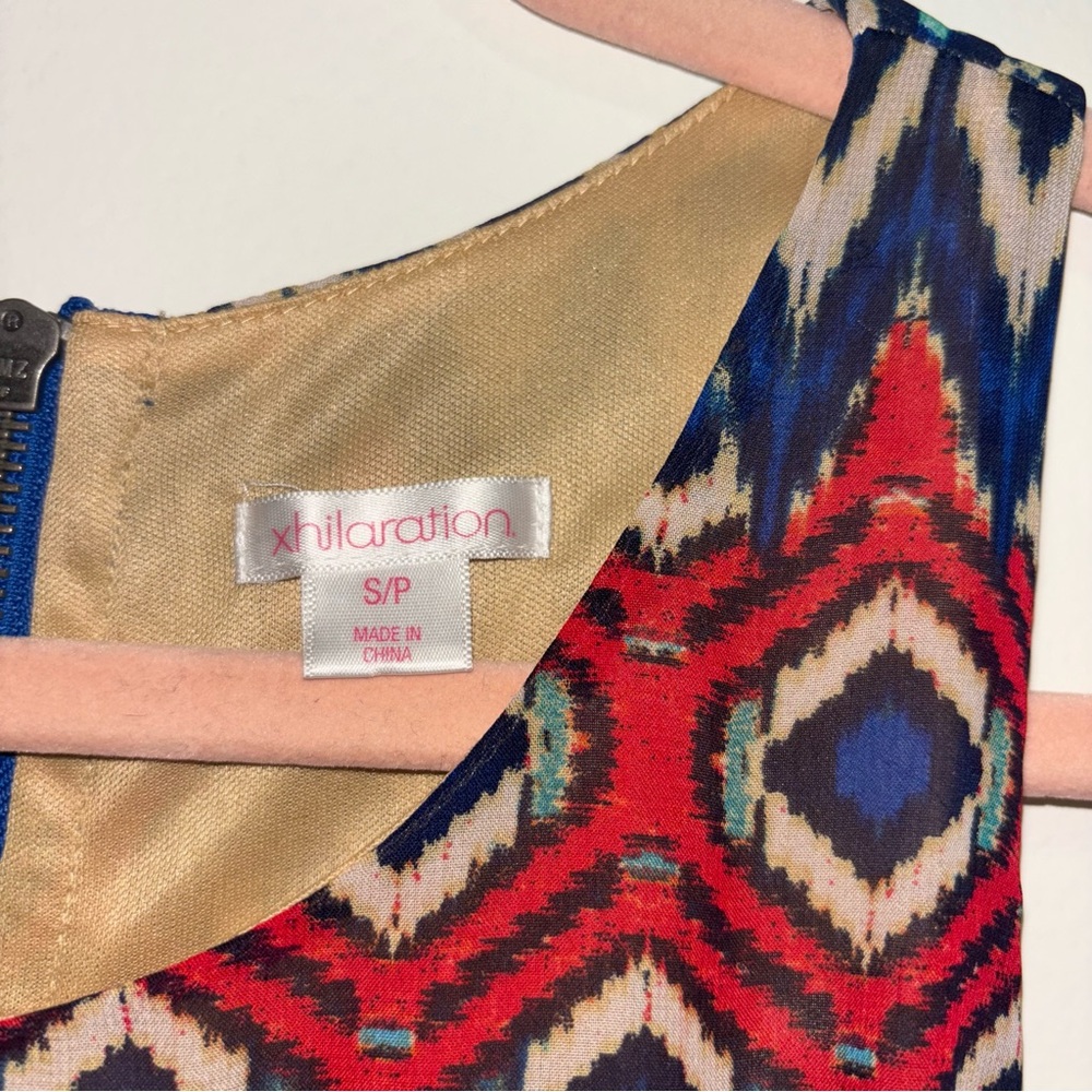 Aztec Southwestern Native Western Geometric Design Mini Sleeveless Dress Small - Picture 3 of 6